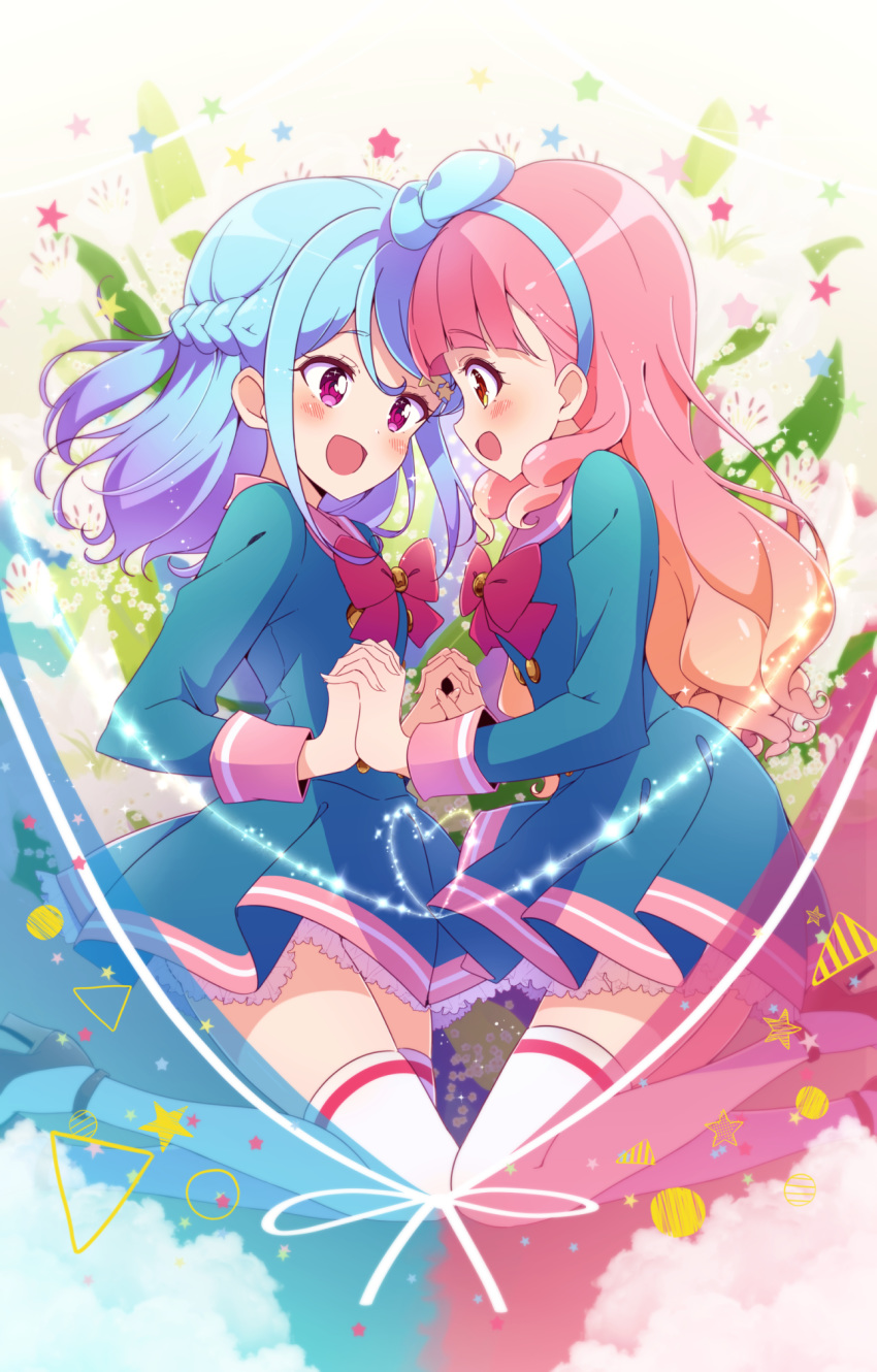 aikatsu_friends! koukii minato_mio thighhighs yuri yuuki_aine