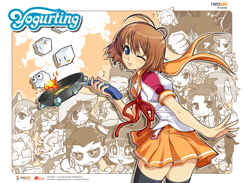 6+boys 6+girls anna_(yogurting) annotated antenna_hair artist_request bamont_shinpu bear ben-sensei bianka black_thighhighs blush brown_hair china_(yogurting) cooking everyone eyelashes fire flipping_food food from_behind frying_pan gurei highres johny_(yogurting) karen_(yogurting) kurada looking_back mei_(yogurting) moka_(yogurting) multiple_boys multiple_girls one_eye_closed reibyou_no_nyonin ruben_shepherd school_uniform serafuku shinsohyon short_hair skirt smile souchong suiren_(yogurting) thighhighs yogurting