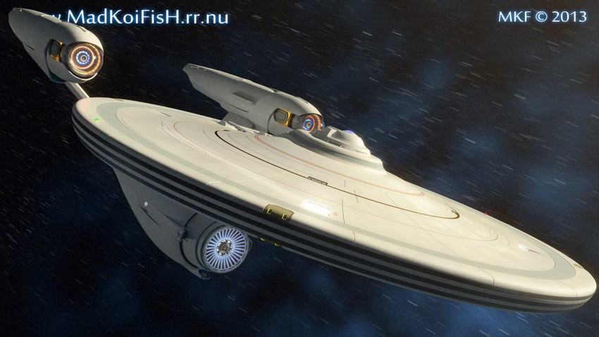 2013 commentary english_commentary highres madkoifish motion_blur no_humans realistic science_fiction signature space spacecraft star_(sky) star_trek uss_enterprise_(star_trek)