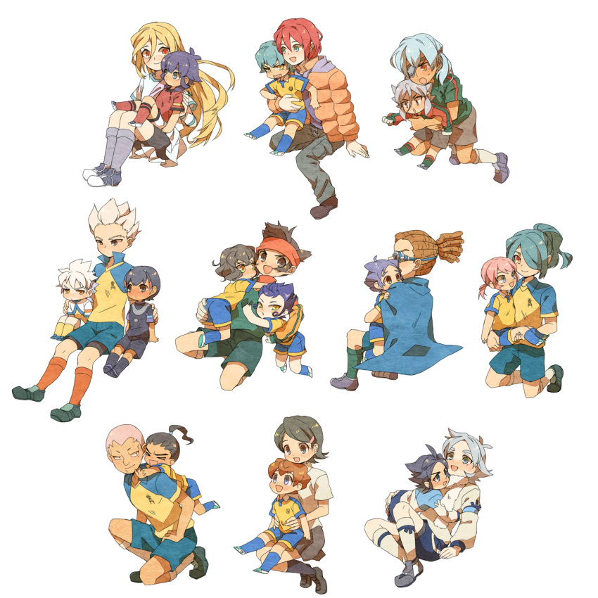 6+boys afuro_terumi age_regression aged_down ancient_dark commentary_request crossover endou_mamoru fubuki_shirou gouenji_shuuya hair_ornament hakuren hakuryuu_(inazuma_eleven) highres honey-hopi inazuma_eleven inazuma_eleven_(series) inazuma_eleven_go kageyama_hikaru kariya_masaki kazemaru_ichirouta kidou_yuuto kino_aki kirino_ranmaru kishibe_taiga kiyama_hiroto lolicon matsukaze_tenma miyabino_reiichi multiple_boys nishiki_ryouma raimon raimon_soccer_uniform sakuma_jirou shindou_takuto shuu_(inazuma_eleven) soccer_uniform someoka_ryuugo sportswear tsurugi_kyousuke unlimited_shining zeus_(inazuma_eleven)