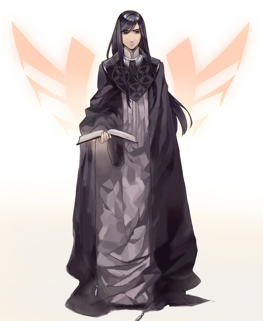 1boy bad_id bad_pixiv_id bishounen black_eyes black_hair book command_spell eumenes_(fate) fate/zero fate_(series) highres ionioi_hetairoi_(fate) keechin_(tsukuri) long_hair male_focus photoshop_(medium) robe solo swept_bangs