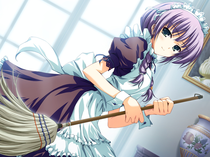 akatsuki_no_goei game_cg gray_hair green_eyes maid tomose_shunsaku tsuki