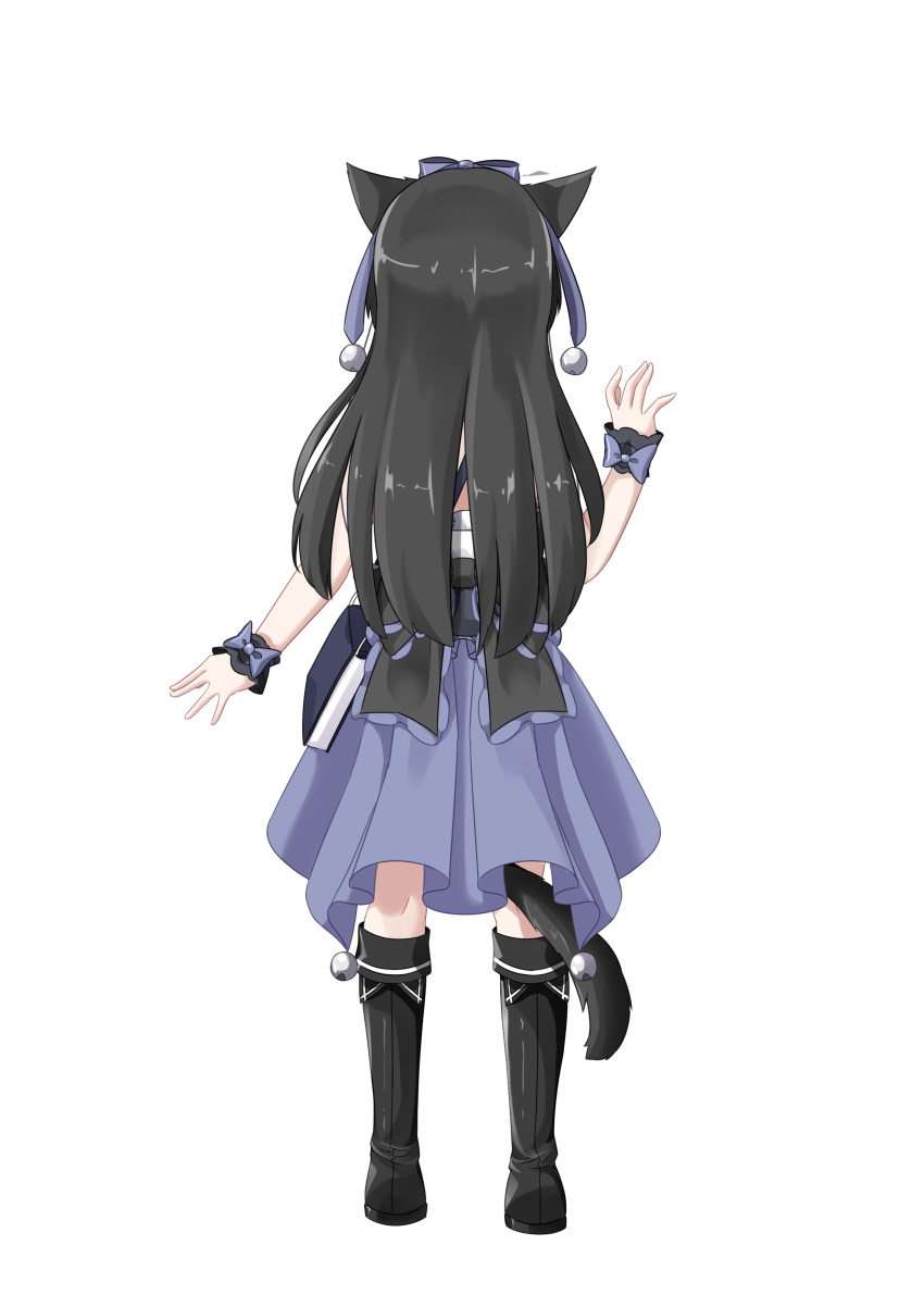 absurdres black_hair boots female full_body gothic_lolita highres lolita_fashion long_hair mao_xin'ai md5_mismatch original simple_background solo standing tachi-e thigh_boots thighhighs white_background