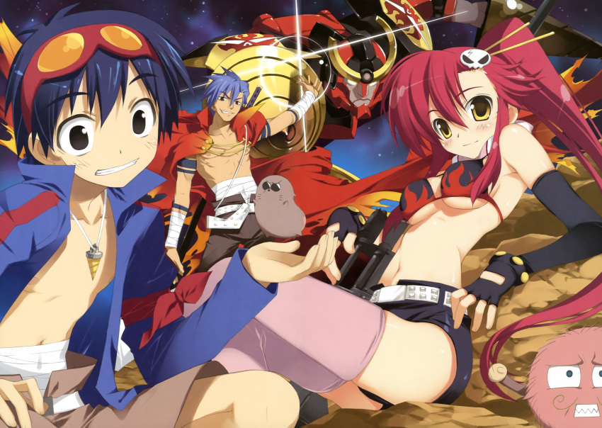 bikini_top boota fujima_takuya kamina simon tengen_toppa_gurren_lagann thighhighs underboob yoko