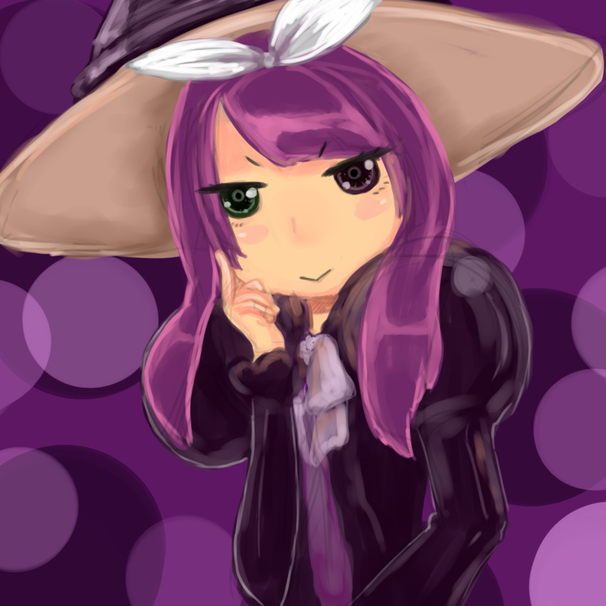 dress female hat heterochromia highres madolche_magileine purple_hair solo witch_hat yu-gi-oh!