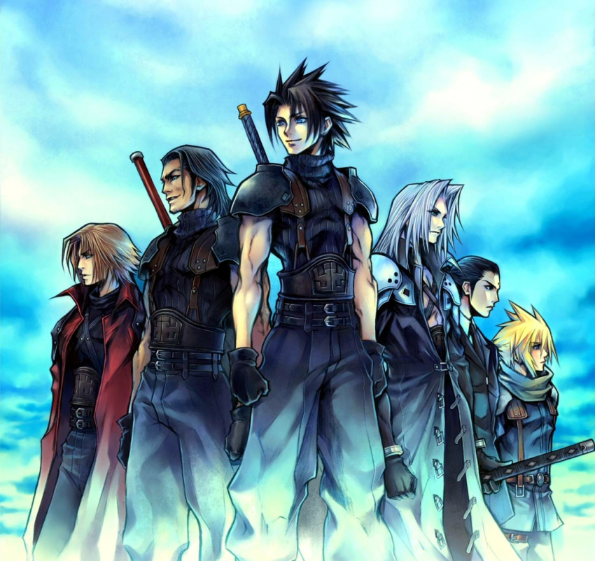 angeal_hewley cloud_strife crisis_core_final_fantasy_vii final_fantasy final_fantasy_vii genesis_rhapsodos highres nomura_tetsuya official_art sephiroth sleeveless sleeveless_turtleneck tseng turtleneck zack_fair