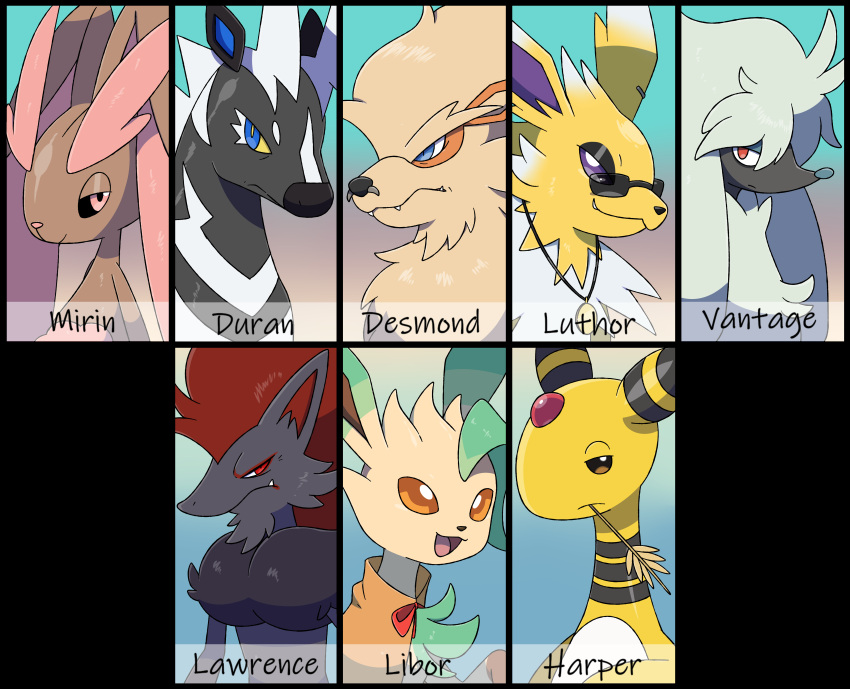 2023 absurd_res ampharos arcanine black_body black_fur blue_eyes brown_body brown_fur darknsfwindie desmond_romani duran_delatante eeveelution facial_piercing feral fluffy fluffy_hair forehead_gem fur furfrou gem generation_1_pokemon generation_2_pokemon generation_4_pokemon generation_5_pokemon generation_6_pokemon group grumpy hair happy harper_belladonna hi_res jewelry jolteon lawrence_laninga leafeon libor_mercais lopunny luthor_howell male markings mirin_nox natural_furfrou necklace nintendo nose_piercing orange_body orange_eyes orange_fur piercing pink_body pink_eyes pink_fur pokemon pokemon_(species) pokemon_mystery_dungeon purple_eyes red_body red_eyes red_fur ring_(marking) shiny_pokemon simple_background smug spike_chunsoft tan_body tan_fur vantage_purrawri wanderlust white_body white_fur yellow_body yellow_fur zebstrika zoroark