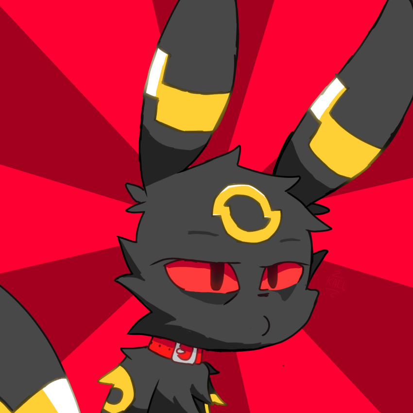 1:1 anthro anthrofied collar eeveelution generation_2_pokemon hi_res kael_(pokesona) kaelba male nintendo pokemon pokemon_(species) pokemorph red_eyes simple_background solo umbreon