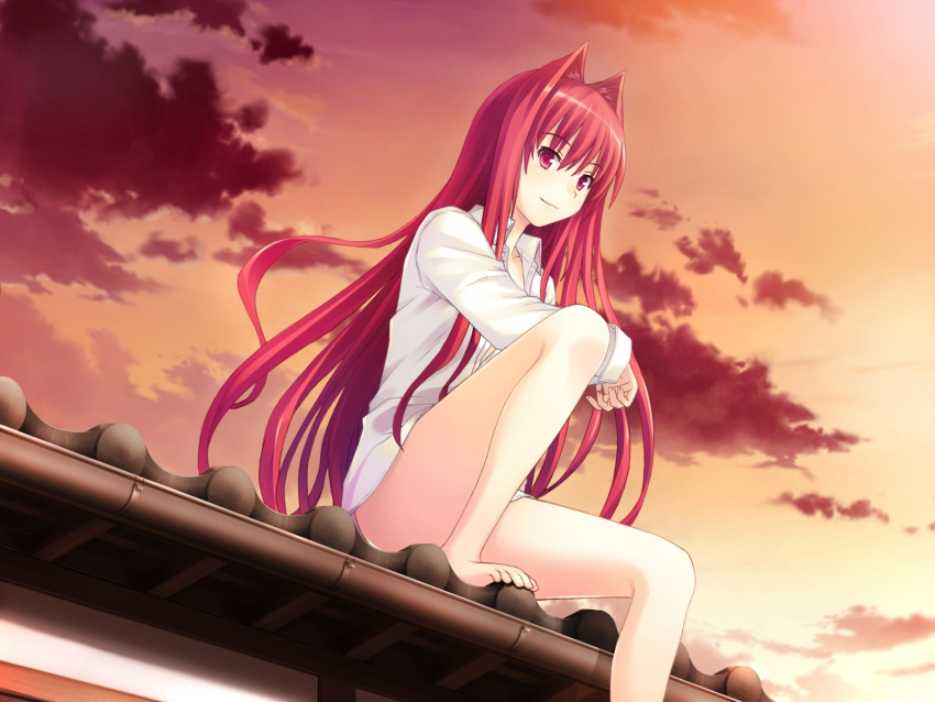 animal_ears escu:de game_cg gurenka kuon_(gurenka) long_hair nekonyan red_eyes red_hair