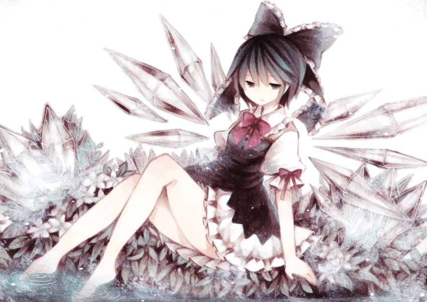 cirno dress touhou wet wings wiriam07