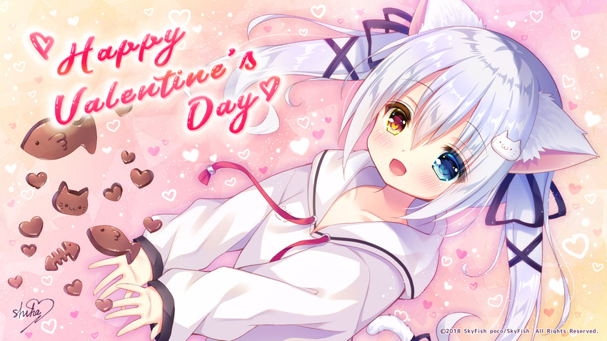 animal_ears autographed heterochromia koneko_neko_neko nekomimi noda_shuha skyfish_poco tail valentine wallpaper