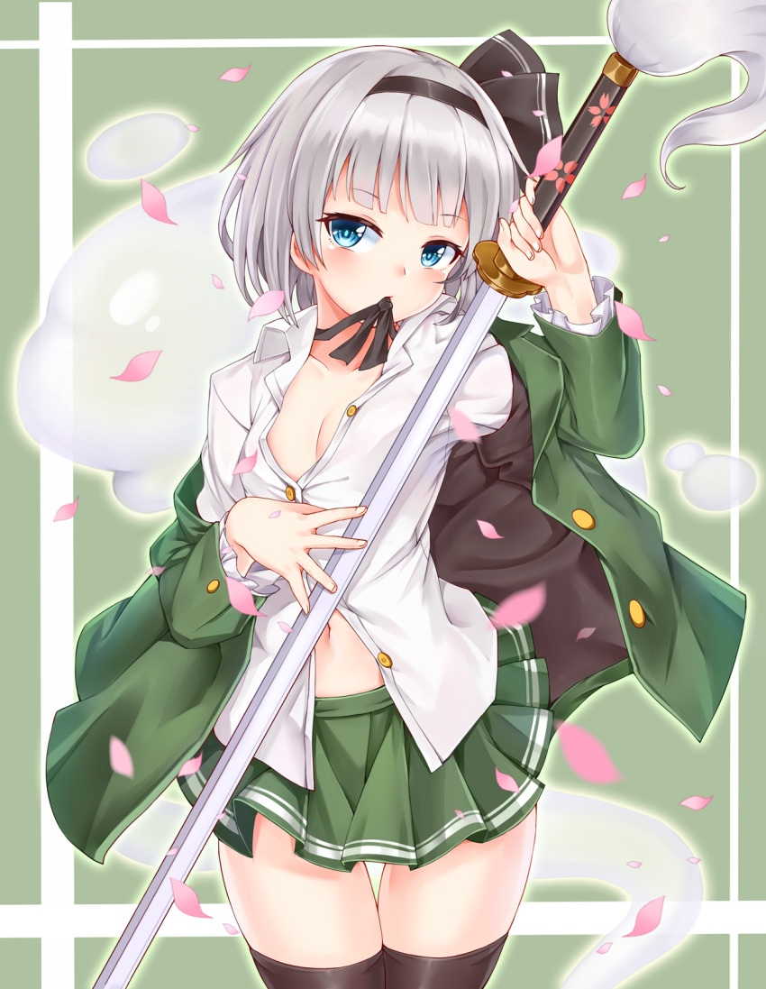 bushi_(1622035441) konpaku_youmu sword thighhighs touhou