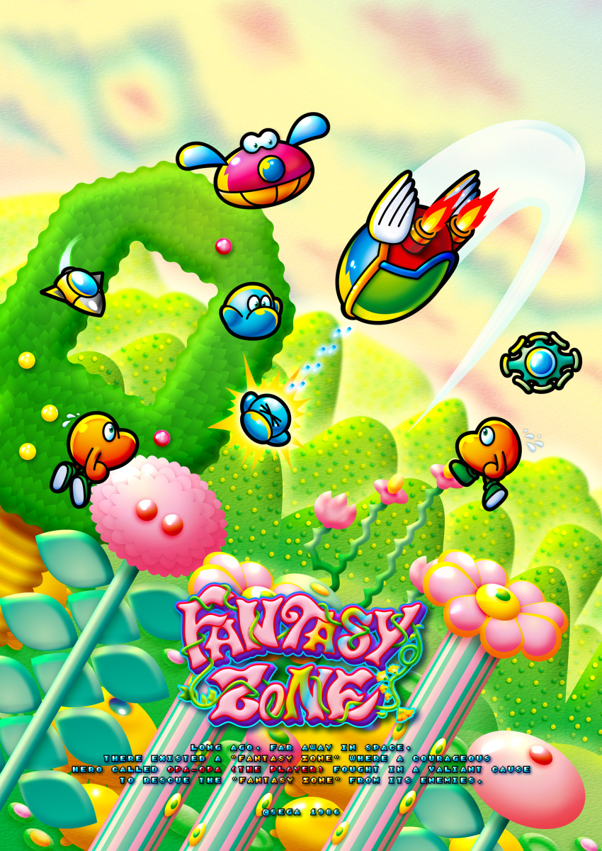 absurd_res berry blue_body bottaco clon_(fantasy_zone) dralinflore fantasy_zone flower flying food forest fruit gameplay_mechanics green_body hi_res moocolon opa-opa opa_222 pink_body plant quili-quili sega ship shooting shrub tree vehicle waddling_head watercraft wings