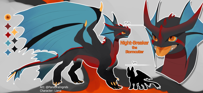 4_wings absurd_res belly_scales claws color_swatch dragon dreamworks fan_character feral fin flat_colors full-length_portrait hi_res horn how_to_train_your_dragon hybrid male manly markings model_sheet multi_wing mythological_creature mythological_scalie mythology night_breaker orange_eyes pandoraingrid portrait reptile scales scalie simple_background size_difference solo stormcutter tail tall wing_claws wings