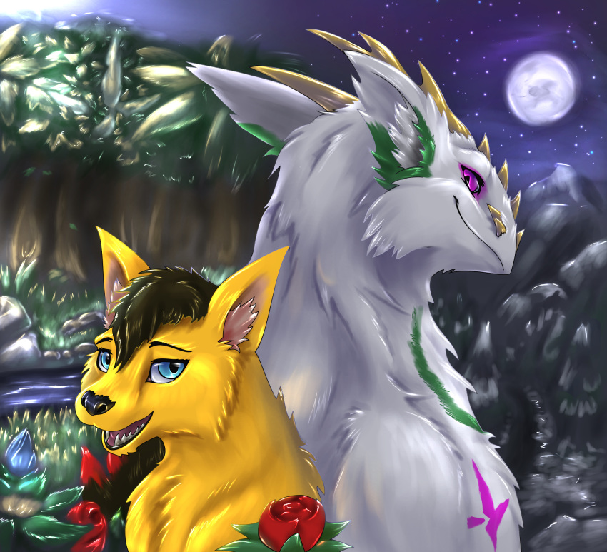 canid canine dragon duo female fox fur furred_dragon furred_scalie hi_res kira_redpaw male mammal mythological_creature mythological_scalie mythology scalie weiss_winddragon_(weisswinddragon) weisswinddragon