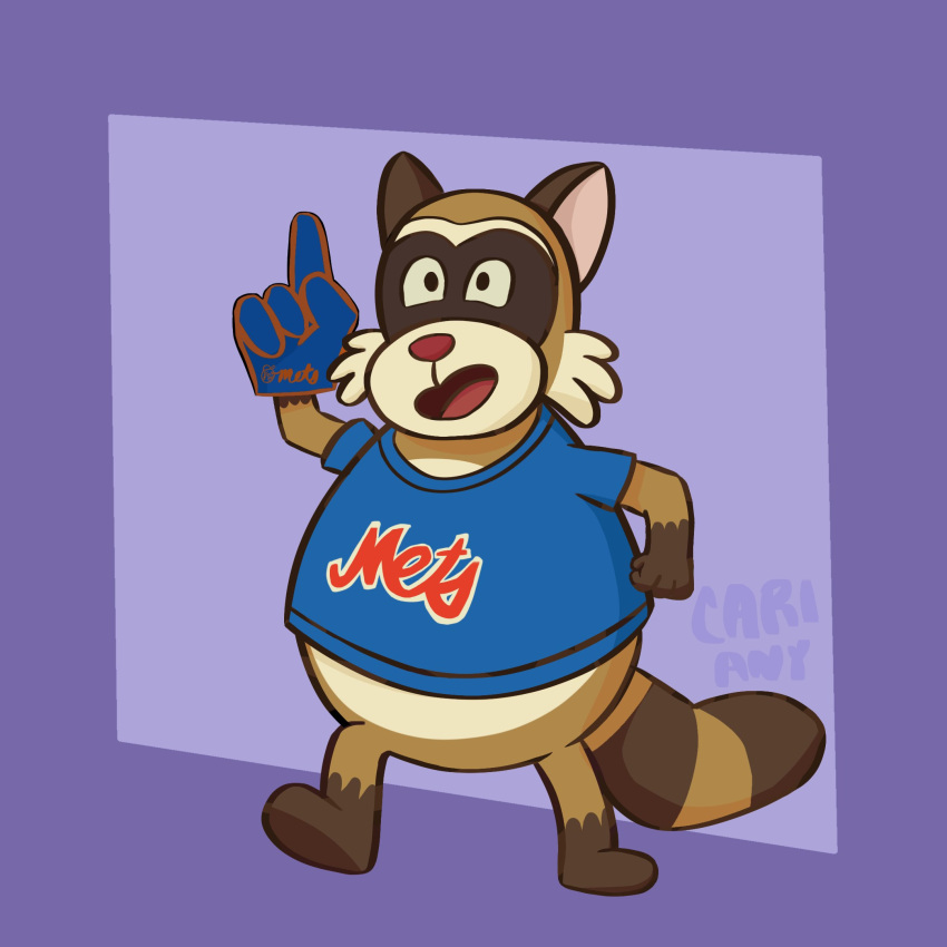 1:1 2024 anthro biped brown_body cariany58 clothing hi_res male mammal open_mouth procyonid raccoon rascal_(robot_dreams) red_nose robot_dreams shirt simple_background slightly_chubby smile solo topwear