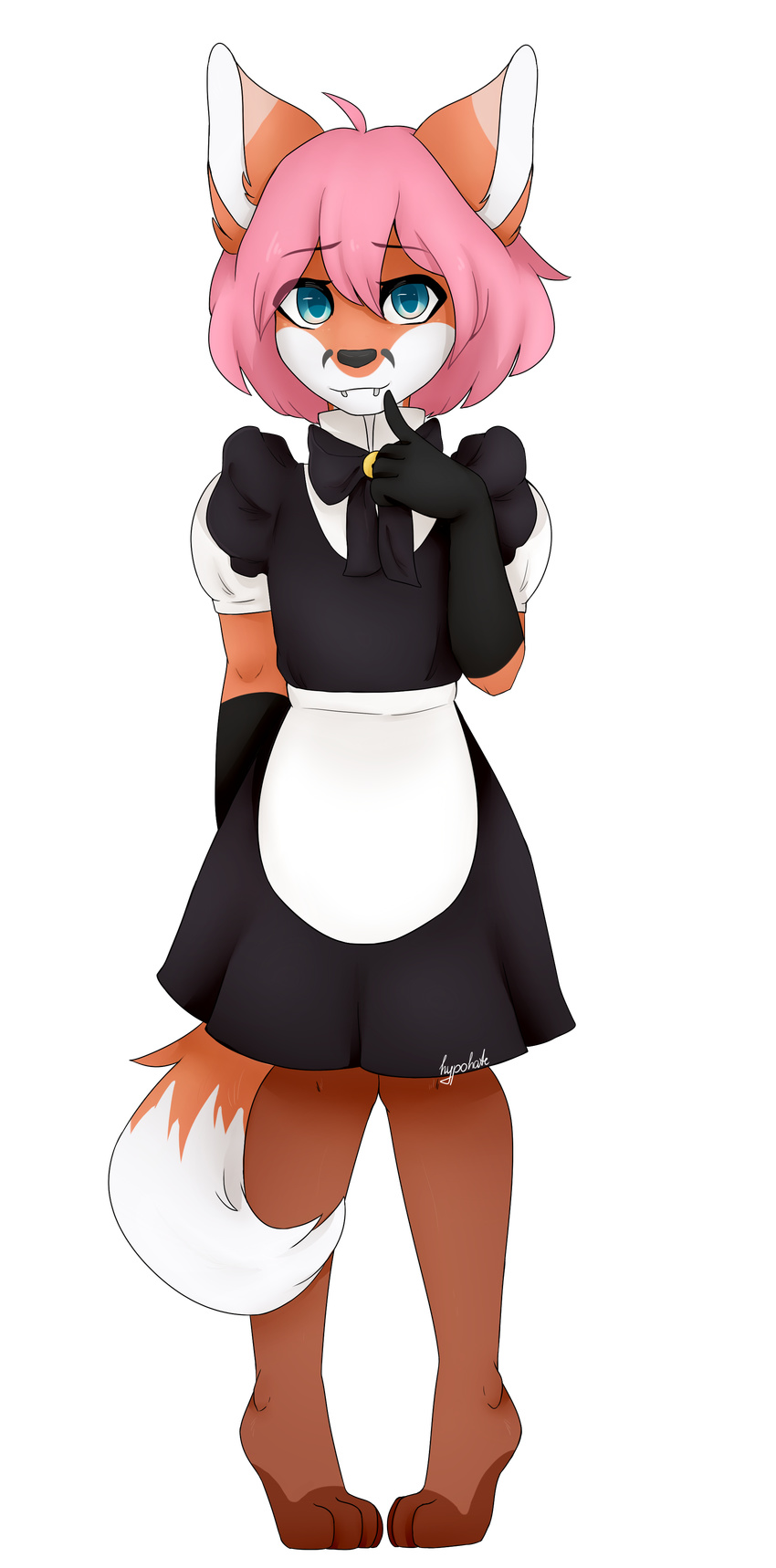 2017 absurd_res alpha_channel ambiguous_gender anthro canid canine clothed clothing cosplay femboy fox hair hi_res hypohate jaxfenrir legwear maid_uniform mammal solo stockings uniform