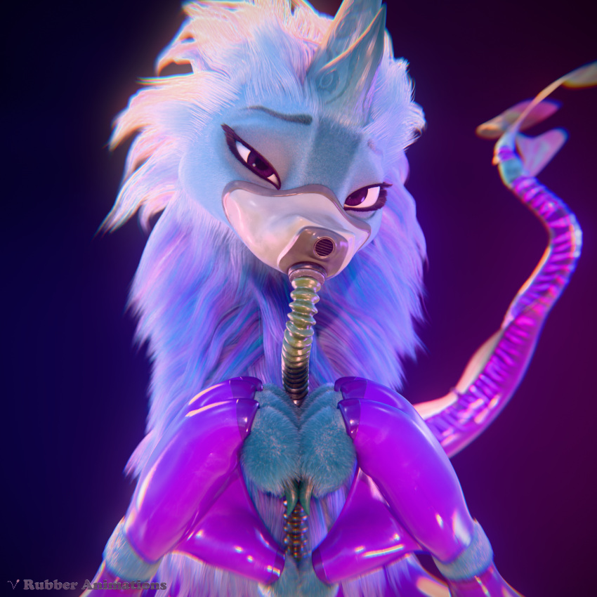 3d_(artwork) digital_media_(artwork) disney dragon female feral gas gas_mask hi_res latex mask mythological_creature mythological_scalie mythology raya_and_the_last_dragon rubber_(artist) scalie sisu_(ratld) solo