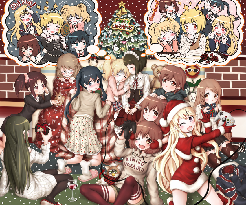 >_< >_o +_+ 1boy 6+girls :/ :3 :t ;d ^_^ alice_cartelet alternate_costume alternate_hair_color animal_print argyle_clothes argyle_legwear arm_grab arm_support bell black_bow black_dress black_hair black_pantyhose black_skirt black_thighhighs blanket blazer blonde_hair blue_eyes blue_hair blush blush_stickers bow bowtie box bracelet braid brick_wall brother_and_sister brown_eyes brown_hair camera capelet cardigan casual christmas christmas_ornaments christmas_tree clenched_hands closed_eyes closed_mouth collared_shirt commentary_request copyright_name corset couch cup dancing_flower dreaming dress drinking_glass english_text everyone finger_gun floral_print flower frown fur_trim furby gift gift_box glasses gloom_(expression) gloves green_hair green_shorts hair_bun hair_ornament hair_scrunchie hairbow half_updo hand_mirror hand_on_another's_head hand_on_own_cheek hand_on_own_chin hand_on_own_face hand_on_own_forehead hands_on_own_cheeks hands_on_own_face heart heart-shaped_eyes heart_print highres holding holding_camera holding_gift holding_mirror hood hooded_jacket hoodie inokuma_kouta inokuma_mitsuki inokuma_youko jacket jewelry jingle_bell jitome karasuma_sakura kin-iro_mosaic kneeling kokeshi komichi_aya kujou_karen kujou_karen_pose kuzehashi_akari long_hair long_skirt long_sleeves looking_at_another looking_at_viewer looking_back maid_headdress matsubara_honoka merry_christmas mirror mittens moegi_high_school_uniform multiple_girls neck_ribbon necktie nintendo_64_controller nose_blush oerba_yun_fang off-shoulder_dress off-shoulder_sweater off_shoulder one_eye_closed oomiya_isami oomiya_shinobu open_cardigan open_clothes open_mouth own_hands_together oyume pantyhose pencil_skirt petals plaid plaid_blanket plaid_skirt plant pleated_skirt pointing polka_dot potted_plant rabbit rabbit_print red_bow red_eyes red_flower red_gloves red_legwear red_necktie red_ribbon red_rose red_skirt ribbon ring rose santa_costume school_uniform scrunchie semi-rimless_eyewear shirt short_hair short_sleeves shorts siblings side_ponytail single_hair_bun sisters sitting skirt sleeping slippers smile socks sparkle star_(symbol) striped_bow striped_bowtie striped_clothes striped_shirt stuffed_animal stuffed_toy sweater table tablecloth tears teddy_bear thighhighs thought_bubble thumbs_up tiara trembling twins twintails under-rim_eyewear union_jack unworn_jacket v_arms very_long_hair wariza watch wavy_mouth white_legwear white_shirt wine_glass wing_collar wristwatch x_hair_ornament