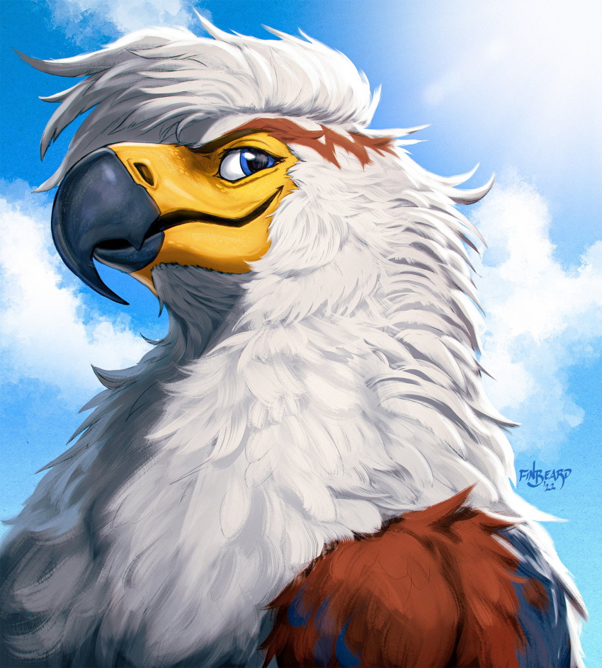 accipitrid accipitriform african_sea_eagle anthro avian beak bird bust_portrait eagle feathers finbeard head_markings head_tuft hi_res male markings portrait sea_eagle searl solo tuft