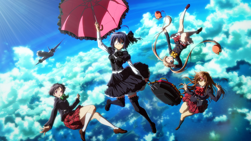 chuunibyou_demo_koi_ga_shitai! dekomori_sanae eyepatch goth-loli lolita_fashion nibutani_shinka photoshop seifuku takanashi_rikka thighhighs tsuyuri_kumin umbrella