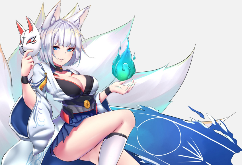 animal_ears azur_lane cleavage kaga_(azur_lane) kaiend tail