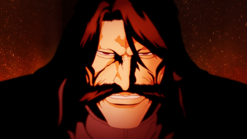 1boy bleach bleach:_sennen_kessen-hen facial_hair highres long_hair male_focus military military_uniform moustache retro_ryno solo source_request uniform wandenreich yhwach