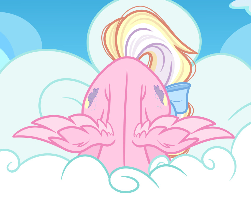 bay_breeze blonde_hair cloud emberslament equid equine fan_character female fur hair hasbro head_down hi_res mammal my_little_pony mythological_creature mythological_equine mythology pegasus pink_body pink_fur wings