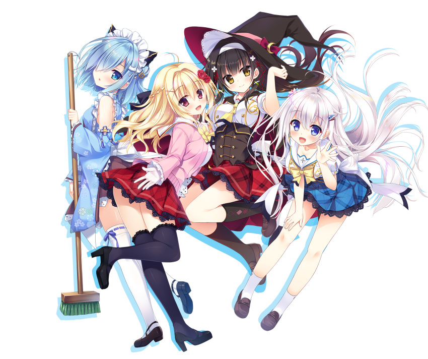 ame_to_yuki azurite heels kamikake_yukina kohaku_shiro maid matsumiya_kiseri nekotenguu_hanako seifuku suishouseki_midari sweater tamayura_mirai thighhighs transparent_png wa_maid witch