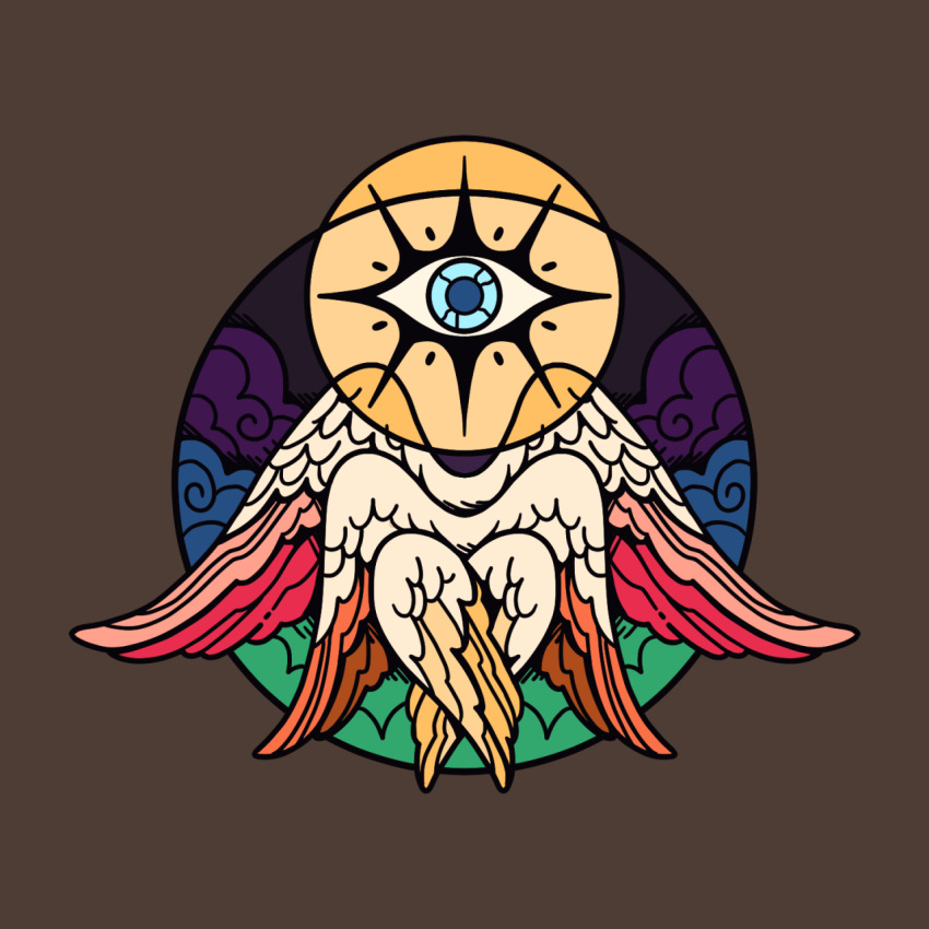 1:1 1_eye 6_wings actually_biblically_accurate_angel ambiguous_gender angel biblically_accurate_angel blue_eyes eyelashes feathered_wings feathers floating_eyes halo hi_res lgbt_pride multi_wing not_furry orange_wings pink_wings pride_colors rainbow_pride_colors seraph_(angel) six-stripe_rainbow_pride_colors sky skyscape solo ultrainfinitepit wings yellow_wings