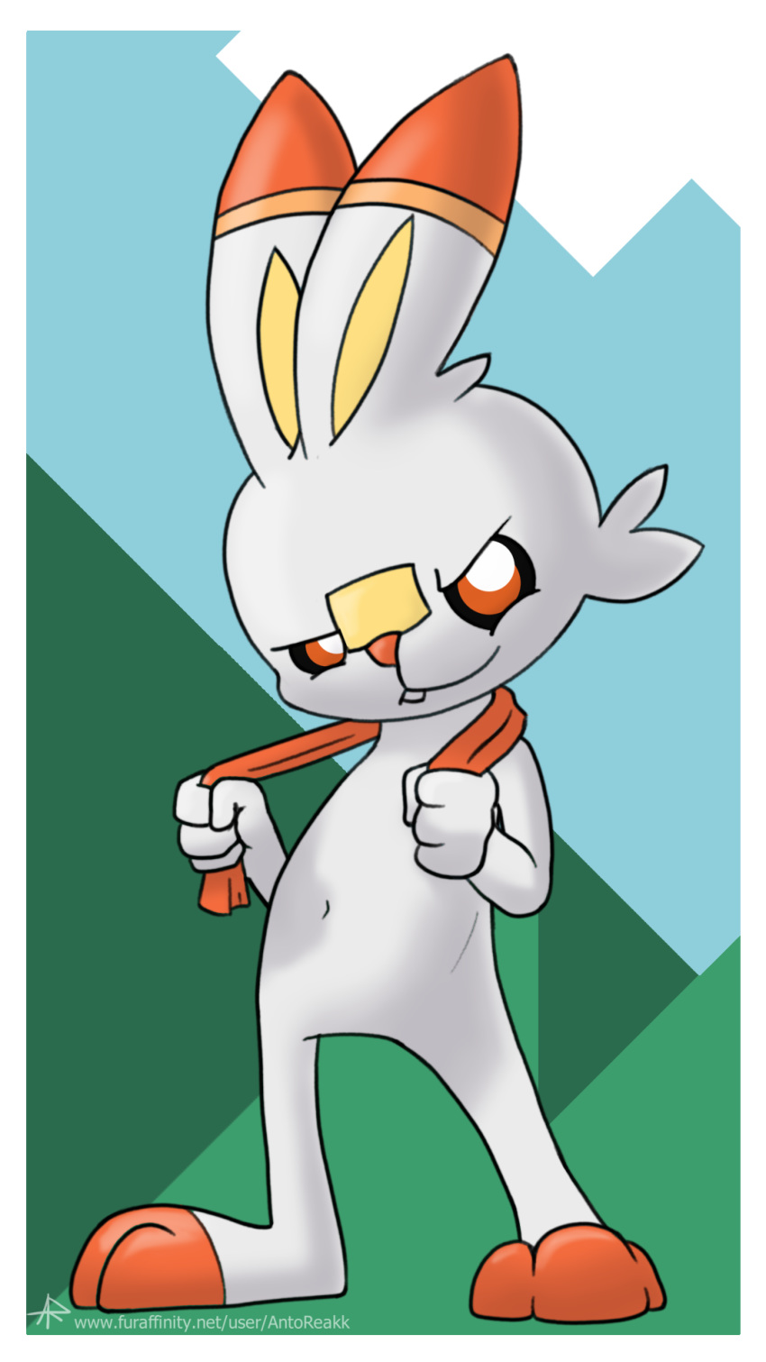 2019 9:16 ambiguous_gender antoreakk generation_8_pokemon hi_res lagomorph mammal nintendo pokemon pokemon_(species) scorbunny solo text towel url