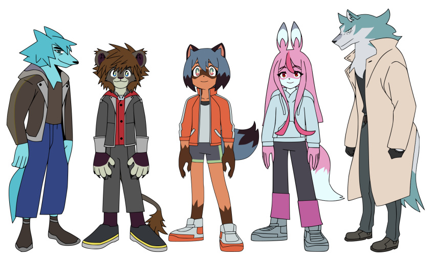 anthro beastman blue_hair brand_new_animal canid canine canis clothed clothing digital_media_(artwork) disney disney+ felid female fox fur group hair hi_res kingdom_hearts lion male mammal michiru_kagemori nazuna_hiwatashi netflix pantherine raccoon_dog riku_(kingdom_hearts) shirou_ogami sora_(kingdom_hearts) square_enix studio_trigger tanuki tetsuya_nomura wolf yoh_yoshinari