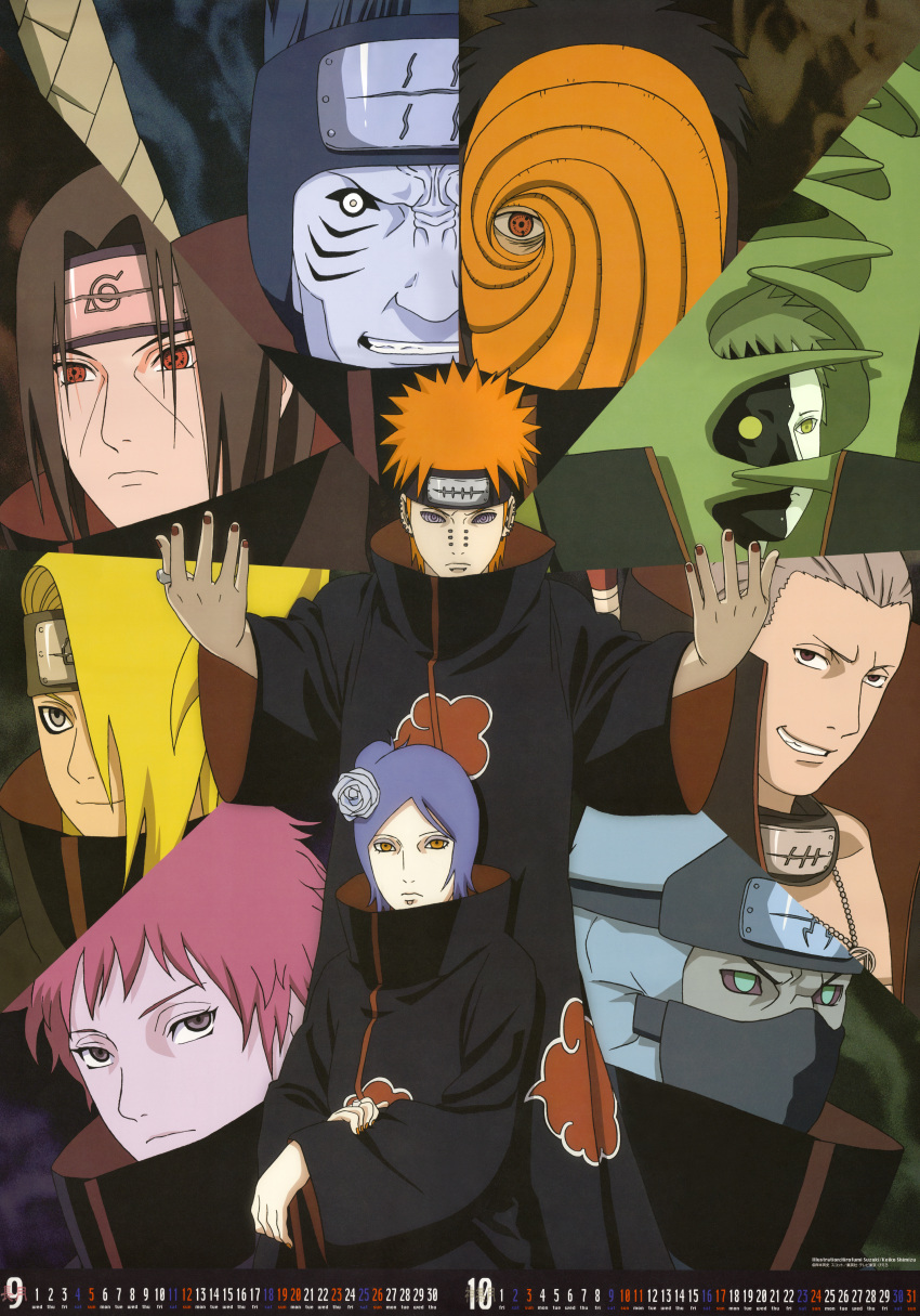 6+boys absurdres deidara_(naruto) everyone female headband hidan_(naruto) highres hoshigaki_kisame kakuzu_(naruto) konan_(naruto) multiple_boys naruto_(series) naruto_shippuuden official_art pain_(naruto) rinnegan sasori_(naruto) sharingan tobi_(naruto) uchiha_itachi zetsu_(naruto)