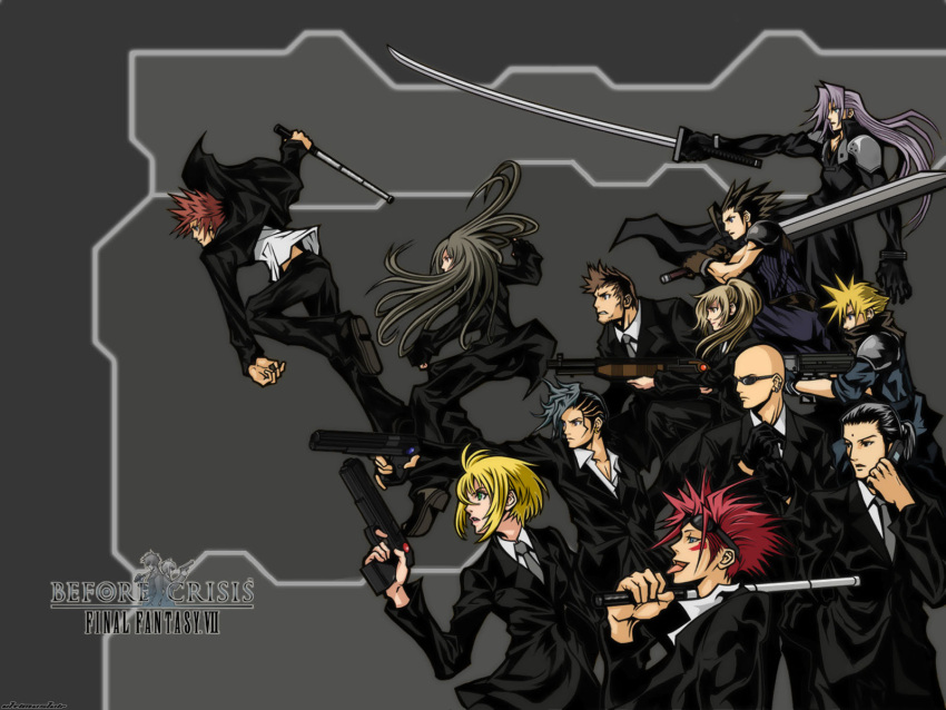 before_crisis cloud_strife final_fantasy final_fantasy_vii group reno rude sephiroth tseng turks zack_fair