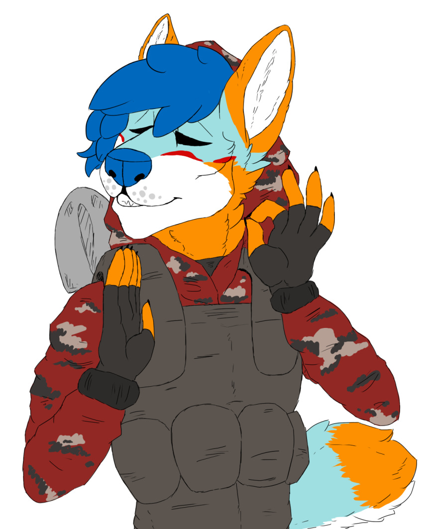 4:5 alpha_channel anthro arctic_wolf canid canine canis closed_eyes clothing falcon_woodwere fingerless_gloves gesture gloves hand_gesture handwear hi_res just_right kapkan_(rainbow_six) male mammal meme ok_sign okytheoky solo wolf