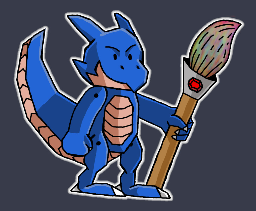 anthro brush chibi dragon mythological_creature mythological_scalie mythology paint paintbrush paper reptile scalie scribblenauts short_stack solo stegon steveno98 tail