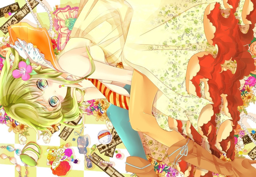 boots dress flowers gumi isagot jpeg_artifacts tie vocaloid