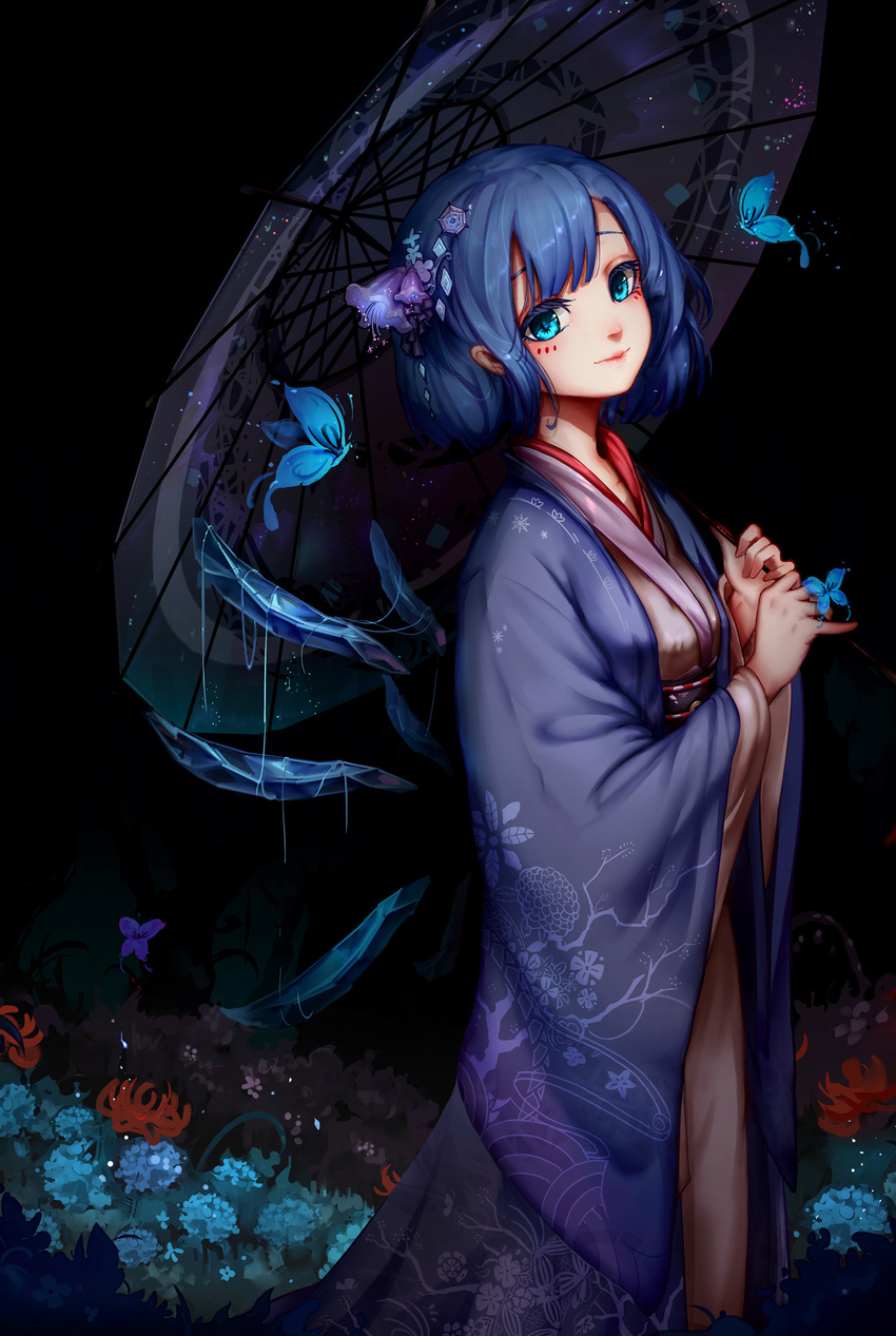 cirno kimono kiyomasa_ren touhou umbrella wings