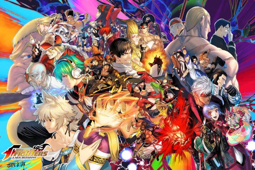 6+boys 6+girls alice_garnet_nakata andy_bogard angel_(kof) antonov_(kof) asamiya_athena azuma_kyoutarou_(artist) bandeiras_hattori billy_kane black_hair blonde_hair boots camouflage camouflage_pants chang_koehan chaps chin_gentsai choi_bounge clark_still cowboy_boots cropped_jacket crown daimon_gorou dinosaur_boy dinosaur_costume everyone eyeball eyepatch fake_horns fatal_fury fingerless_gloves gang-il garou:_mark_of_the_wolves geese_howard gloves green_hair hair_over_one_eye hein_(kof) highres horns jacket joe_higashi k'_(kof) kim_kaphwan king_(snk) king_of_dinosaurs kukri_(kof) kula_diamond kusanagi_kyou leather leather_jacket leona_heidern logo luong mature_(kof) maxima meitenkun mian_(kof) mini_crown multiple_boys multiple_girls nakoruru nelson_(kof) nikaidou_benimaru official_art pants ralf_jones ramon_(kof) robert_garcia ryou_sakazaki ryuuko_no_ken samurai_spirits shiranui_mai shun'ei sie_kensou snk sylvie_paula_paula tank_top terry_bogard the_king_of_fighters the_king_of_fighters:_a_new_beginning the_king_of_fighters_xiv toned tung_fue_rue vice_(kof) white_hair xanadu_(kof) yagami_iori yellow_tank_top yuri_sakazaki zarina