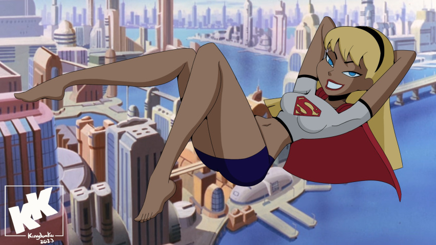 1girls 2023 barefoot clothed clothed_female clothing dc dc_comics dcau female female_only fully_clothed kara_in-ze kara_kent kingdomkai solo supergirl superman:_the_animated_series superman_(series) tagme