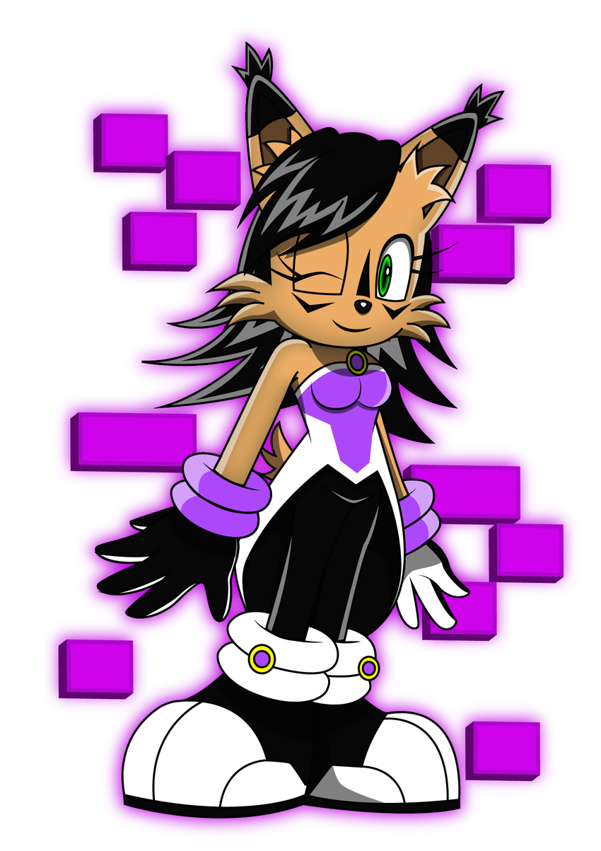 alpha_channel anthro archie_comics arung98 black_hair brown_body brown_fur clothing digital_creature felid feline female fur green_eyes hair hi_res looking_at_viewer lynx mammal nicole_the_lynx one_eye_closed sega simple_background solo sonic_the_hedgehog_(archie) sonic_the_hedgehog_(comics) sonic_the_hedgehog_(series) wink