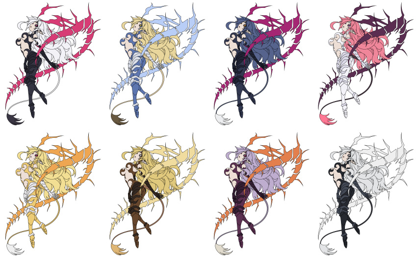 6+girls :o absurdres alternate_color alternate_costume alternate_eye_color alternate_hair_color ass aura black_sclera black_tail blonde_hair blue_eyes blue_hair body_markings breasts brown_tail bug centipede chest_tattoo cleavage colored_sclera commentary corruption crossover dark_persona disgaea disgaea_rpg elbow_gloves english_commentary floating from_behind gloves highres incredibly_absurdres large_breasts liezerota_(disgaea) long_hair looking_at_viewer looking_to_the_side lord_of_spade makai_senki_disgaea_5 midriff multiple_girls multiple_persona navel pink_eyes pink_hair pink_tail pointy_ears possessed purple_eyes purple_hair red_eyes super_smash_bros. tail tattoo void_dark_(disgaea) white_hair white_tail yellow_eyes yellow_tail