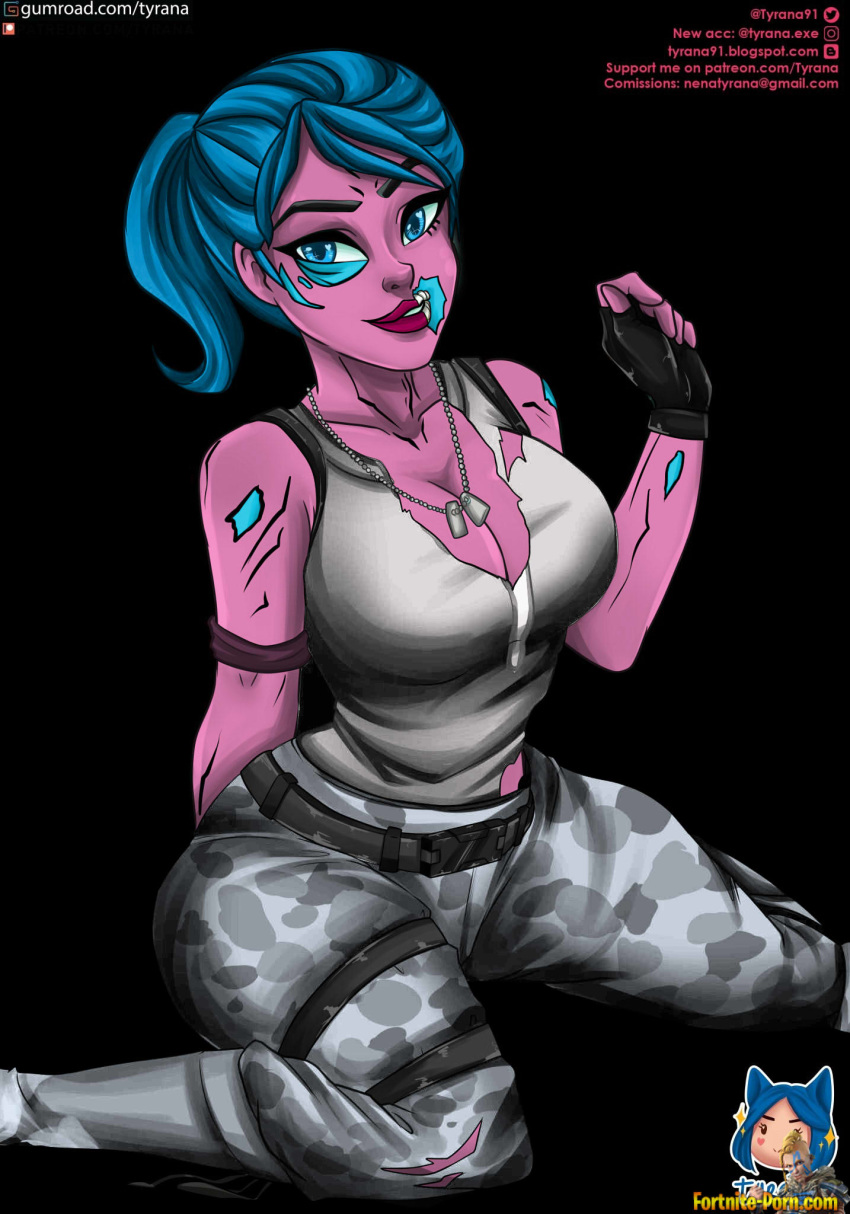 big_breasts fortnite ghoul_trooper recolor ripped_clothing tagme tyrana zombie zombie_girl