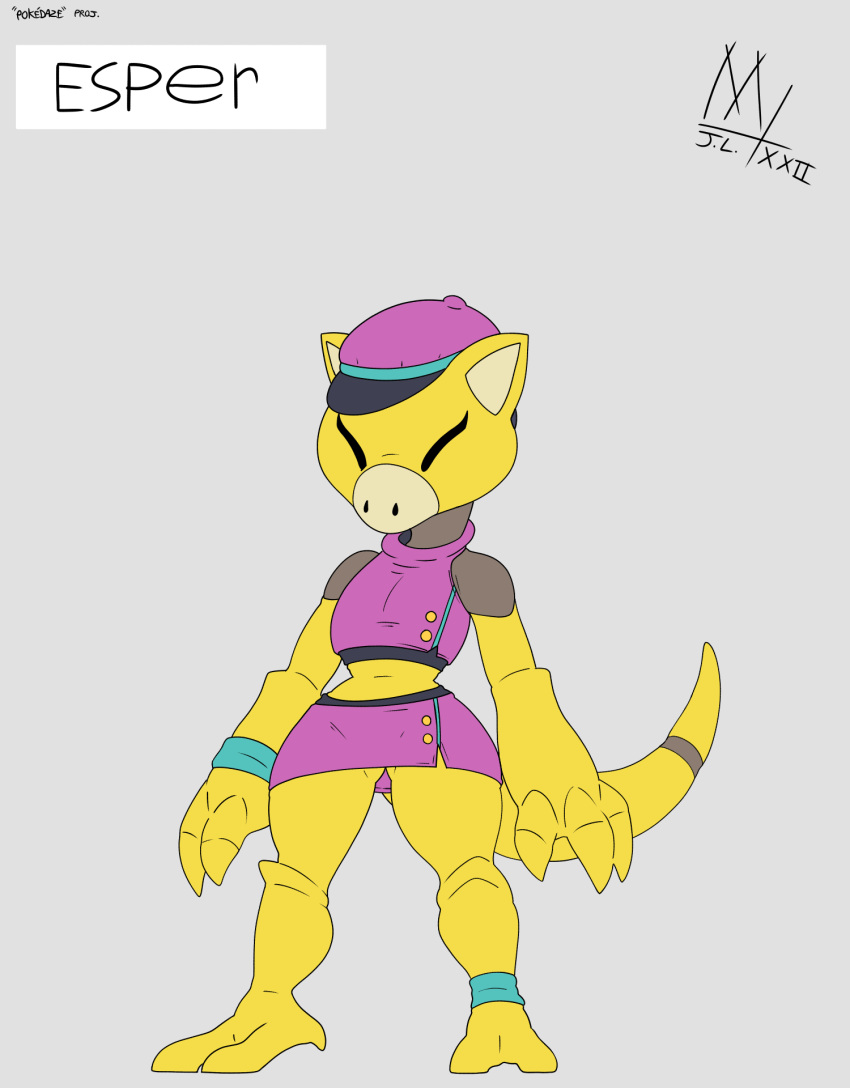 abra anthro bottomwear bracelet clothing cropped_sweater fan_character female generation_1_pokemon hat headgear headwear hi_res jewelry leg_bracelet meatboom miniskirt nintendo pokemon pokemon_(species) skirt solo sweater tail topwear turtleneck yellow_body yellow_skin