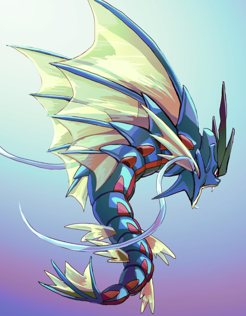 commentary_request fangs fins from_side fusenryo gyarados highres looking_down mega_gyarados mega_pokemon no_humans open_mouth pokemon pokemon_(creature) red_eyes solo