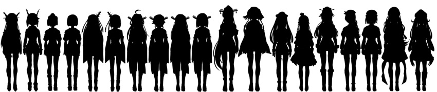 6+girls ahoge bad_id bad_pixiv_id bismarck_(kancolle) commentary_request fusou_(kancolle) gangut_(kancolle) greyscale hair_ornament haruna_(kancolle) hat headband headgear hiei_(kancolle) highres hyuuga_(kancolle) iowa_(kancolle) ise_(kancolle) kantai_collection kirishima_(kancolle) kongou_(kancolle) kouga_(mutsumi) littorio_(kancolle) long_hair monochrome multiple_girls musashi_(kancolle) mutsu_(kancolle) nagato_(kancolle) ponytail richelieu_(kancolle) roma_(kancolle) short_hair silhouette very_long_hair warspite_(kancolle) wide_image yamashiro_(kancolle) yamato_(kancolle)