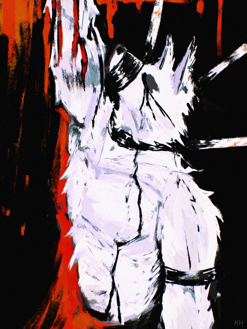 abs animal_humanoid anthro biceps blood blood_on_hand blood_splatter bodily_fluids bondage bondage bound canid canid_humanoid canine canine_humanoid canis collar eyeless eyeshadow fur hair hi_res humanoid hybrid kemonohenry leash leash_pull leashed_collar leashed_male makeup male mammal mammal_humanoid mouth_closed muscular mythological_canine mythological_creature mythology pecs restraints sad simple_background solo tied_mouth werecanid werecanine werecreature werewolf white_body wolf wolf_humanoid wolfdog