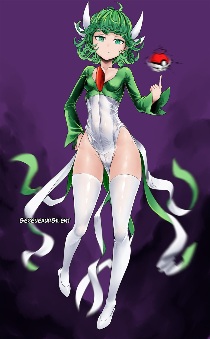 cosplay dress gardevoir one_punch_man pokemon sereneandsilent tatsumaki_(one_punch_man) thighhighs