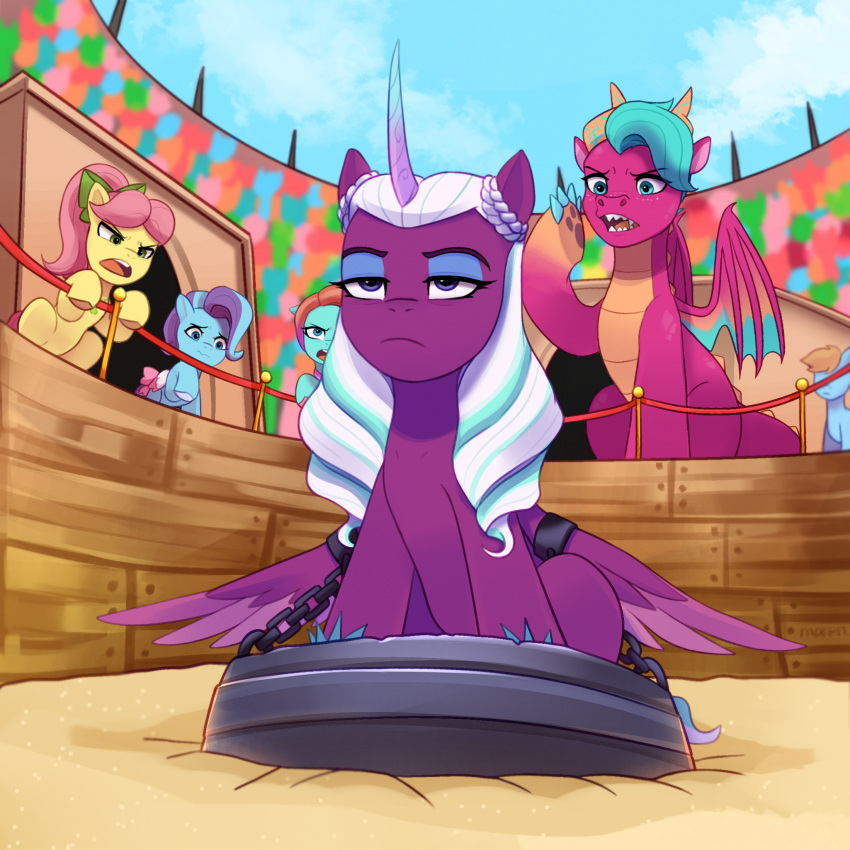 1:1 alicorn blaize_skysong_(mlp) bound braided_hair chains dragon equid equine feathered_wings feathers female feral glory_(mlp_g5) hair hasbro hi_res horn jazz_hooves_(mlp) mammal marenlicious membrane_(anatomy) membranous_wings meme meme_pose mlp_g5 my_little_pony mythological_creature mythological_equine mythological_scalie mythology nickelodeon opaline_(mlp) posey_(g5) quadruped scalie spongebob_squarepants tail unimpressed wings wrists_tied