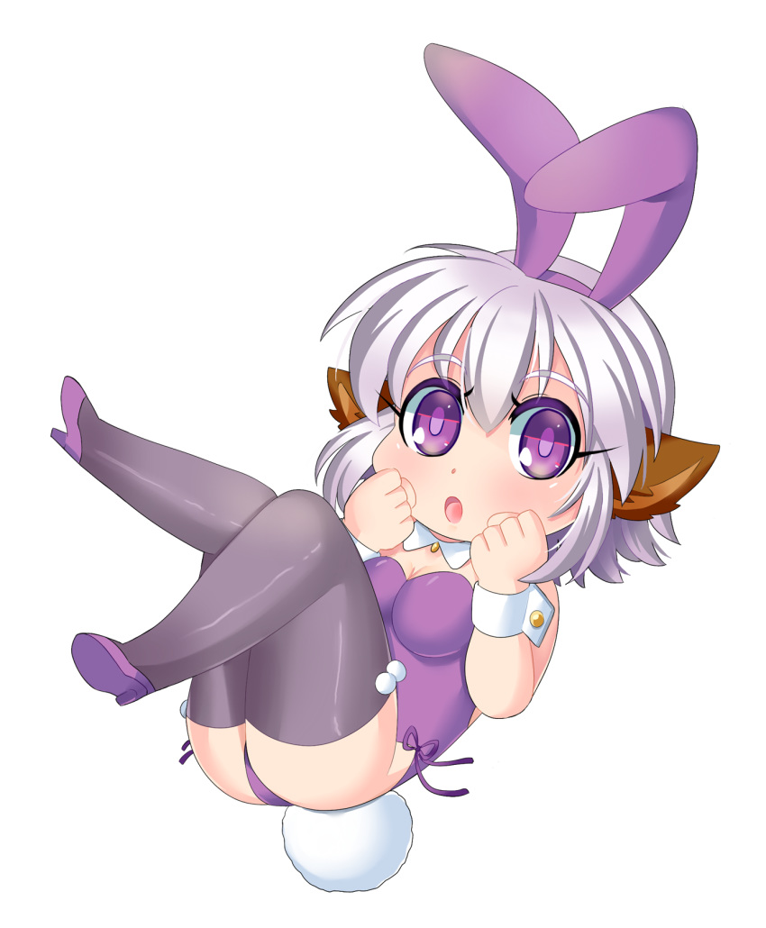 2020 alpha_channel animal_humanoid blush breasts bunny_costume bunny_must_die bunny_the_honeywhite chibi clothing costume cotton_tail cuff_(restraint) fake_ears fake_rabbit_ears female footwear full-length_portrait hair hi_res high_heels humanoid lagomorph lagomorph_humanoid legwear leporid_humanoid looking_at_viewer mammal mammal_humanoid onirin open_mouth portrait purple_clothing purple_eyes rabbit_humanoid restraints shirt_collar shoes simple_background solo stockings thigh_highs transparent_background white_hair wrist_cuffs